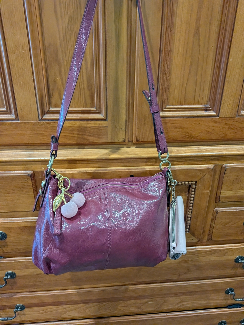 Coach Mia Crinkle Raspberry Leather Crossbody BUNDLE 3 FER - Picture 1 of 11